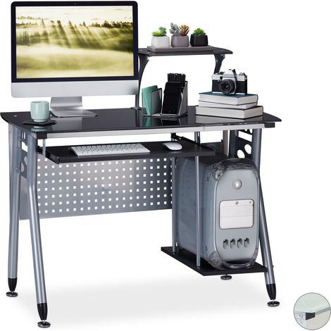 Computer desk with glass top