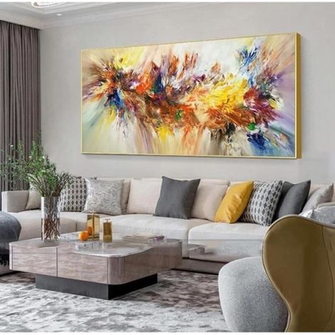 Grande Peinture Abstraite Art Coloré Fleur Affiche Toile Peinture Pour Salon Mur Art Photo Décor À La Maison 60x120cm Sans Cadre (1/4)