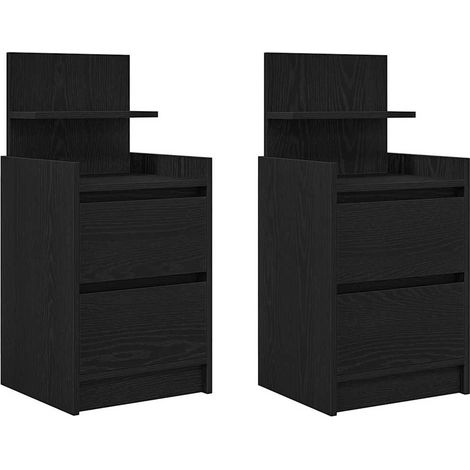 Maison Exclusive - Comodini con 2 Cassetti 2 pz Rovere Nero 38x34x80 cm