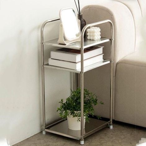 Étagère de salle de bain sur pied, style minimaliste, grande capacité, robuste, 3 niveaux, en acier inoxydable. (1/5)