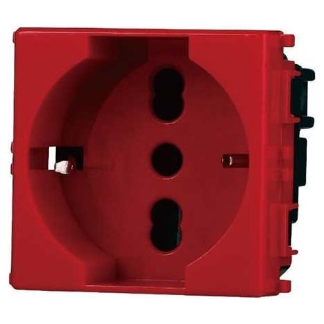 Kombinationssteckdose kompatible Vimar Plana 2P+T 10/16A Rot Farbe Ettroit EV2116 (1/2)