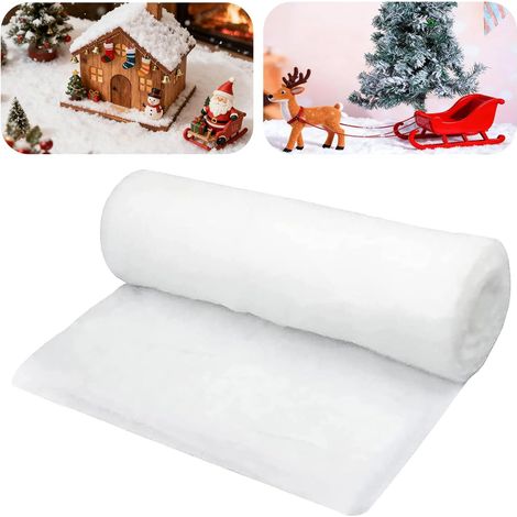 Couverture de neige décorative, neige artificielle de Noël (80x300cm), rouleau pour décoration de coton de Noël, nappe de neige artificielle blanche, couverture de neige pour village de Noël (1/5)