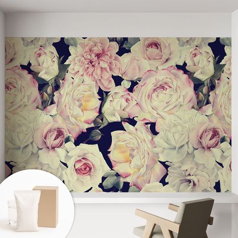 Papier peint intissé classique moderne pour salon et chambre à coucher Décoration rapide avec colle Bouquet floral 152x104 cm (1/5)