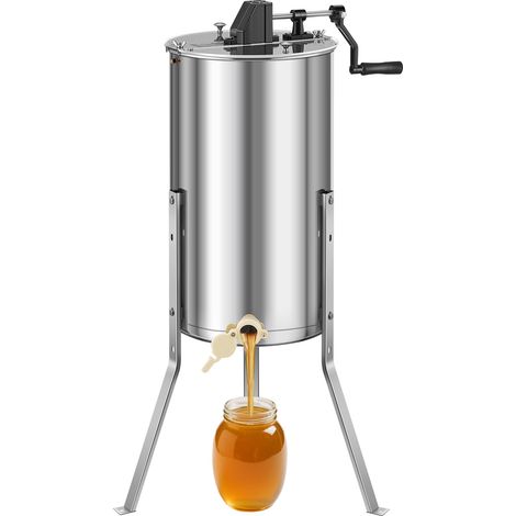 VEVOR Estrattore di Miele, Centrifuga Manuale per Miele a 2 Telaini in Acciaio Inox, con Coperchio Trasparente, Regolabile in Altezza, Apicoltura per Estrazione di Favi, 340 x 610 x 1080 mm