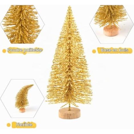 TUPARKA 48 Pièces Sapins miniatures en sisal, sapins de Noël miniatures en forme de brosse à bouteille, sapins de table pour décorations de fête de Noël, chambre à coucher, modèles de décoration à fai (1/3)