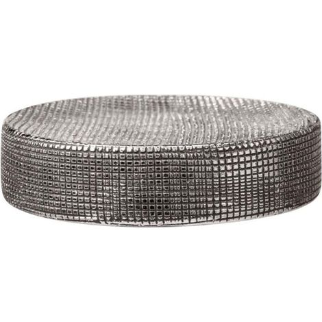 Seifenschale aus Keramik, Modell Rivara, runde Seifenschale, handbemaltes Reliefkeramik, Ø 10 x 2,5 cm, Silber (1/4)