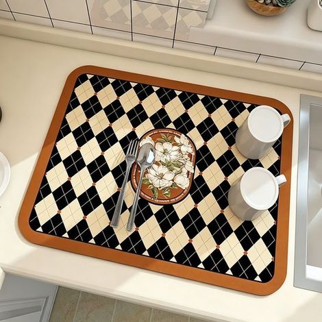 Alfombrilla de silicona para encimera de cocina, antideslizante y de secado rápido para platos y tazas, 40x50 cm. (1/5)