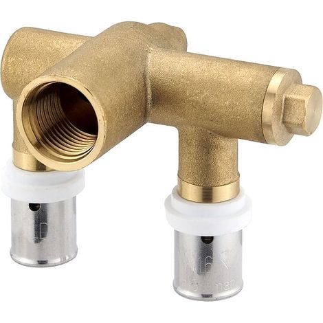 Pressfitting-Wandwinkel 64 mm - doppelt U-Form - 16 x 2 mm - 1/2 Zoll Innengewinde für Verbundrohr
