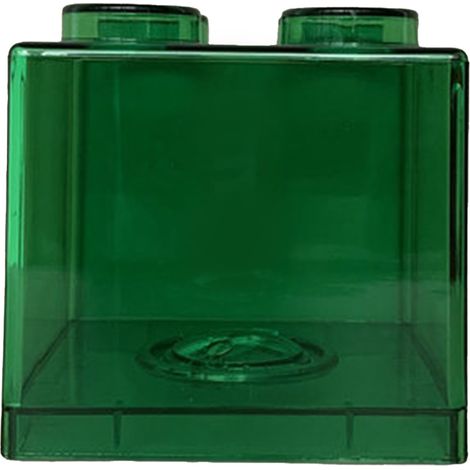 Tirelire transparente rectangulaire en forme de bloc de construction, verte, 8,9 x 8,9 x 9,2 cm / 3,5 x 3,5 x 3,6 pouces, idéale pour les enfants (garçons et filles).