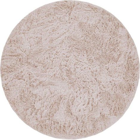 Paco Home Tapis Poils Longs Salon Shaggy Fausse Fourrure Fourrure Moelleux Beige Crème Crème 120 cm rond (1/5)