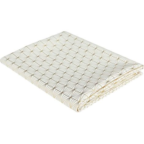 Nappe Blanche Motifs Géométriques Dorés 140x250cm (1/4)
