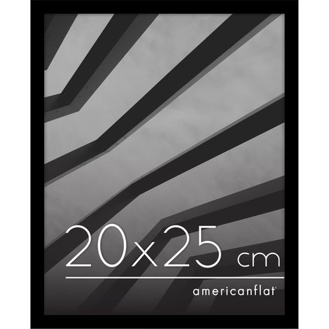 Cadre Photo 20x25 cm Noir - Cadre 25x20 cm avec Bordure Fine, Vitre Antichoc, Chevalet et Matériel de Suspension Intégré pour Mur et Surface Plane (1/5)