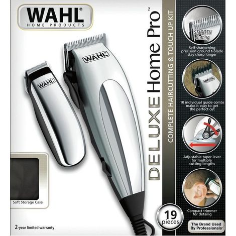 Tagliacapelli con cavo WAHL Deluxe HomePro 79305-1316 grigio 8 pettini 3-25 mm (1/3)