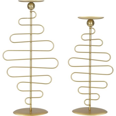 Set 2 portacandele Alid in ferro dorato CM 25x16x51 e 20x16x43