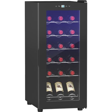 Homcom – Cave à vin de service 18 bouteilles 50L – Température réglable 5-18°C – Éclairage LED – Compact et silencieux 41dB – Noir
