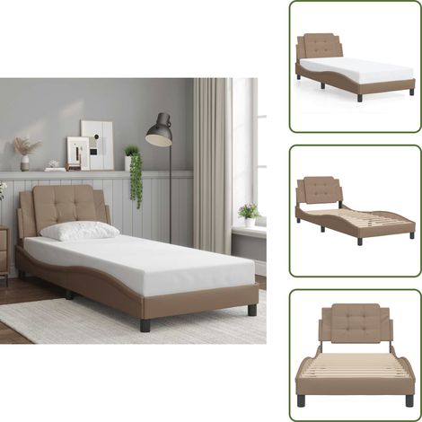 The Living Store Bettgestell mit Kopfteil Cappuccino-Braun 90x200 cm Kunstleder - Bettgestell - Bettrahmen - Doppelbett - Kapuzenbettwäsche - Boxspringbett (1/5)