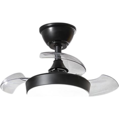 Ventilatore in metallo nero con 3 pakle a scomparsa trasparenti a LED 24W 2615LM CCT 3000K 4000K 6000K (1/3)