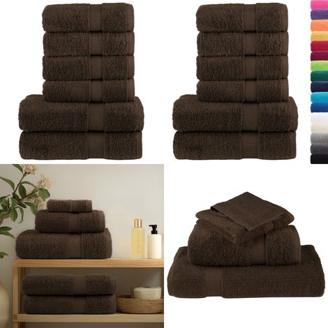 Ensemble de serviettes de qualité supérieure SOLUND 6pcs marron - Serviettes de douche - Serviettes en coton