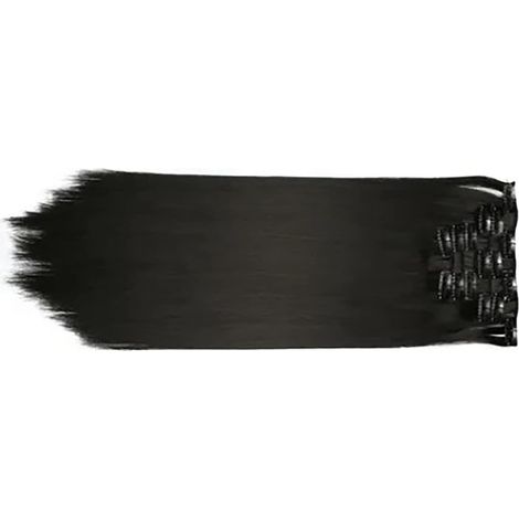 Postiche Droit de 24 Pouces, Extension de Cheveux Synthétiques sans Couture à 16 Clips, Accessoire de Cheveux Léger à la Mode, avec des Dents Lisses pour les Besoins de (1B) (1/4)