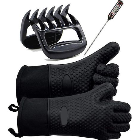 Ensemble d'outils pour barbecue et de déchiqueteur de viande en silicone résistant à la chaleur, en forme de griffe d'ours, avec gants à cinq doigts (1/5)