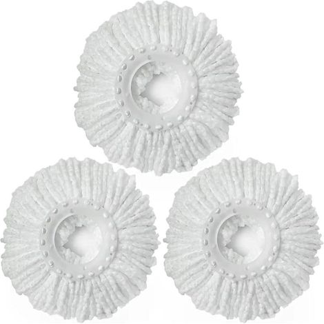 Paquete de 3 cabezales de repuesto de microfibra redondos de tamaño estándar universal con rotación de 360°, color blanco. (1/5)