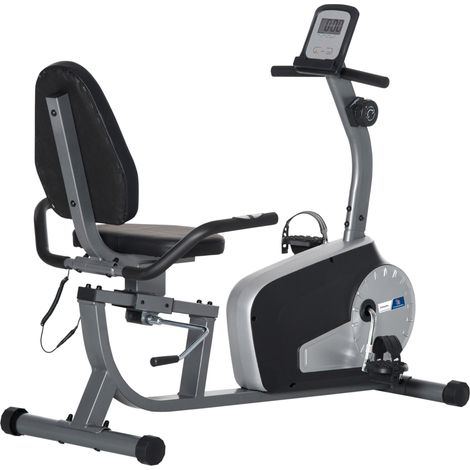 Vélo d'appartement semi-allongé vélo couché - Aosom.fr x FFHandball - écran LCD siège réglable 8 niveaux de résistance Max. 110 kg (1/5)