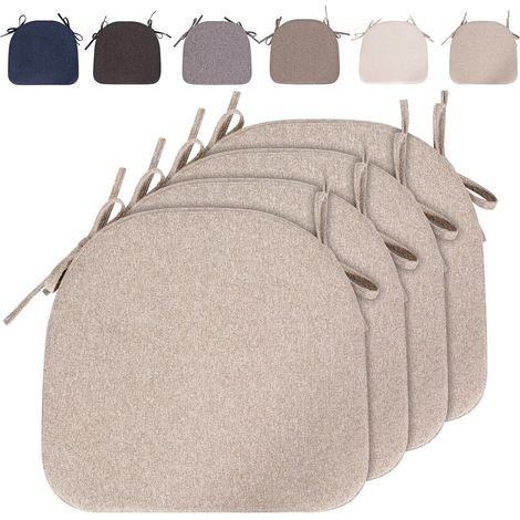 Lot de 4 43x40x35CM(5CM Épaisseur) Coussins de Chaise lavables avec Cordon de Serrage Coussin d'assise antidérapant Semi-Circulaire pour Chaise de Jardin, Chaise de Salle à Manger ou Chaise de Bureau