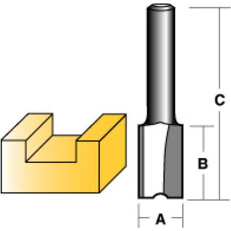 Carbitool Straight Router Bit 6Mm Long 1/4" Shank