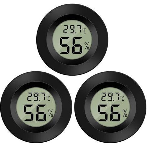 Pair Thermomètre Hygromètre Mini Digital LCD Température Humidité Portable Thermo Indicateur pour Bureau Cuisine Humidors Incubateurs Reptiles 3 Pièces (1/5)