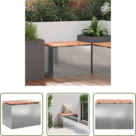 vidaXL Außenbank - Gartenbank Verzinkter Stahl 60 x 40 x 43 cm (1/5)