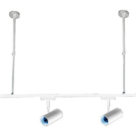 TrAdE Shop Traesio - Asta Regolabile Per Faretti A Binario Elettrico Staffa Illuminazione 50cm T-50cm - Bianco (1/2)