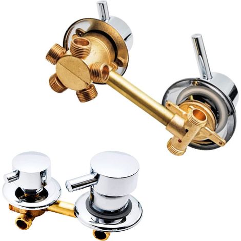 Mitigeur Cabine De Douche,2/3/4/5 Voies Sortie D'eau Filetage/intubation,Entraxe 10Cm/12,5Cm Mitigeur Laiton Salle De Bain Poli Douche Robinet Cabine (Screw 5 way 10cm) (1/5)
