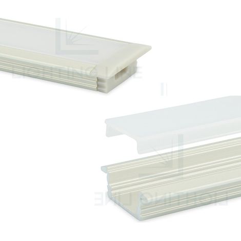 PROFILO PER LED DA INCASSO VERNICIATO BIANCO CON COPERTURA OPACA BARRA 3,0 MT (1/3)