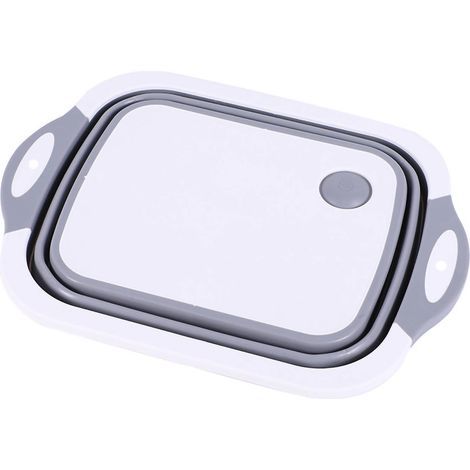 Planche à découper pliable avec panier de lavage et trou d'égouttage portable (1/2)
