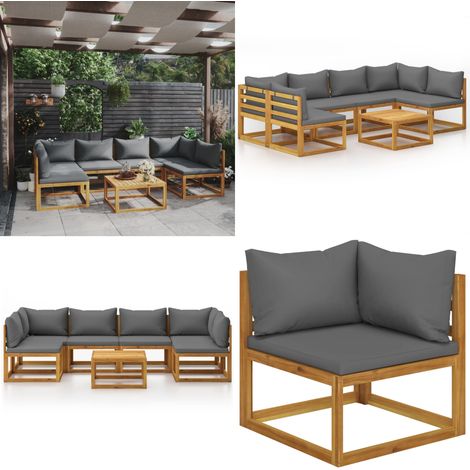 7-tlg. Garten-Lounge-Set mit Auflagen Massivholz Akazie - Gartensaison - Loungeset - Outdoor Möbel - Holz Lounge Set - Gartenmöbel Set - Home & Living
