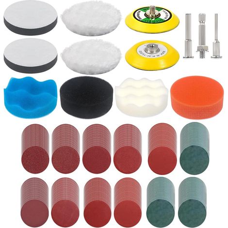 Lot de 133 disques abrasifs pour visseuse sans fil - 75 mm - Papier abrasif humide - P60-10000 - Kit de polissage pour phare (1/5)