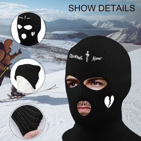 Cagoule 3 trous tricotée, coupe-vent et respirante, idéale pour le ski, le cyclisme et la course à pied en extérieur (hommes et femmes). (1/5)