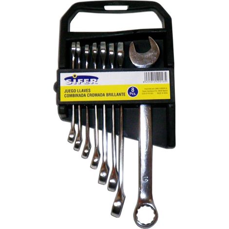 Set di chiavi combinate SIFER 8 unità cromate 6-19 BJT196 e 1527