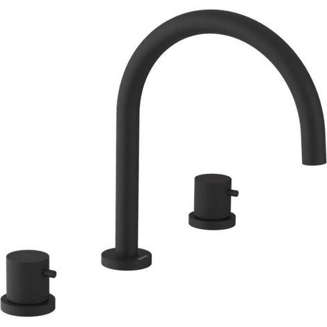 Sapho Ultrasan - Grifo de lavabo, instalación de 3 orificios, negro mate UT017VB (1/2)