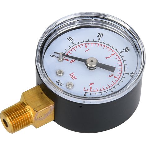 Mechanisches Manometer mit 1/8-Zoll-BSPT-Bodenanschluss für Luft, Öl und Wasser (0-60 psi 0-4 bar) (1/5)