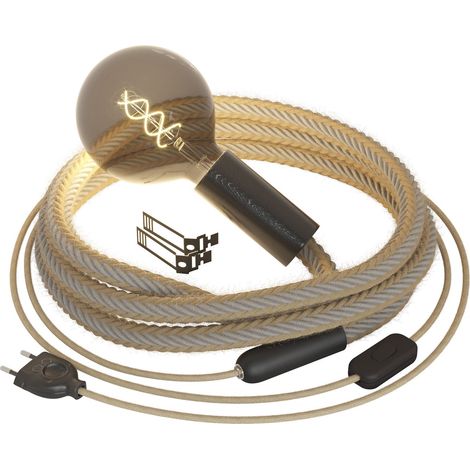 Creative Cables - SnakeBis Corda - Lampe à brancher avec câble en jute tressé (1/5)
