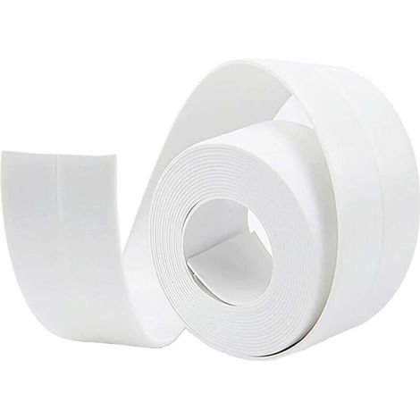 Joint Salle de Bain, 3,2m38mm Bande Etancheite Autocollante, Ruban D'étanchéité Auto-Adhésif en PVC pour Baignoire, Salle de Bain, Cuisine, Anti-moisissure, Calfeutrage(Blanc)