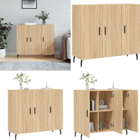 Sideboard Sonoma-Eiche 90x34x80 cm Holzwerkstoff - Sonoma-Eiche - Schrank Holz (1/5)