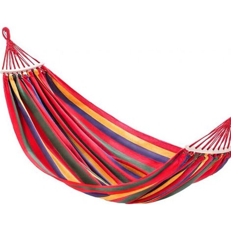 Hamac Swing pour Voyage Camping, 1 Person Grand 280  80cm/ Coton Respirant/Charge 150KG Lit Simple Balançoire dans la Plage, Patio, Porche, Jardin Suspendu