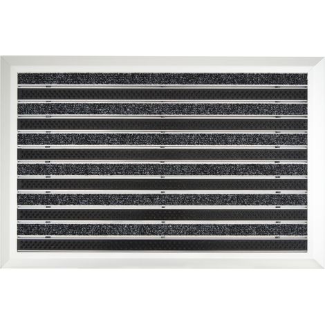 Floordirekt – Paillasson en aluminium anti-rouille et résistant aux UV – 39 x 60 cm – Avec brosses pour nettoyage efficace – Tapis d'entrée élégant (1/5)