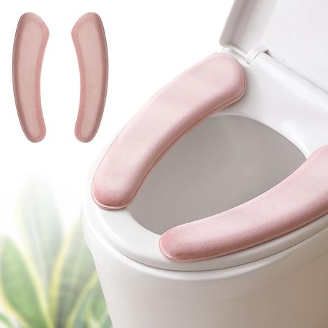 Housse de siège de toilette épaisse et élastique - Lavable et réutilisable avec velcro double face pour une fixation facile - Tapis rembourré avec éponge épaisse pour plus de confort (rose) (1/5)