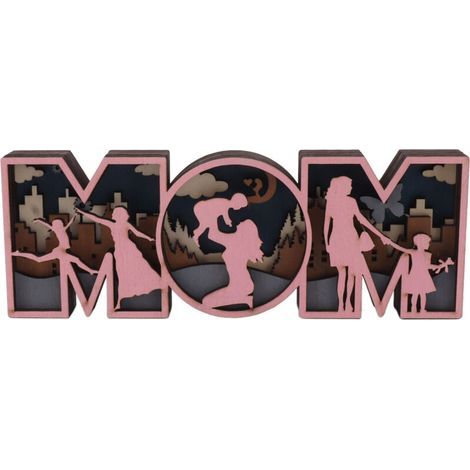 Décoration murale en bois naturel – Lettre « S » mignonne et élégante pour décoration de la fête des Mères, ornement personnalisé (1/5)