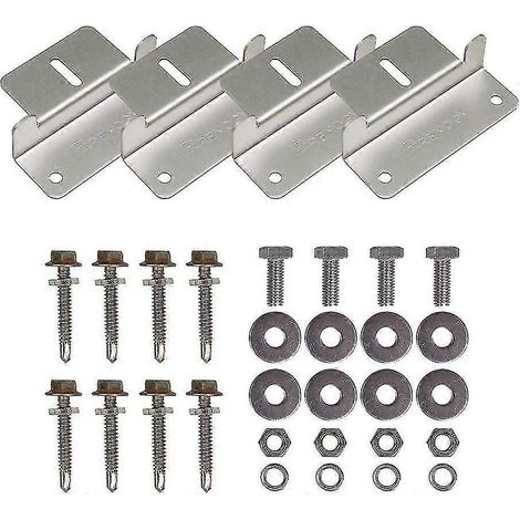 Lot de 4 supports en Z Renogy pour le montage de panneaux solaires sur toit, avec écrous et boulons, pour camping-cars, bateaux, toits, murs et autres installations hors réseau. (1/2)