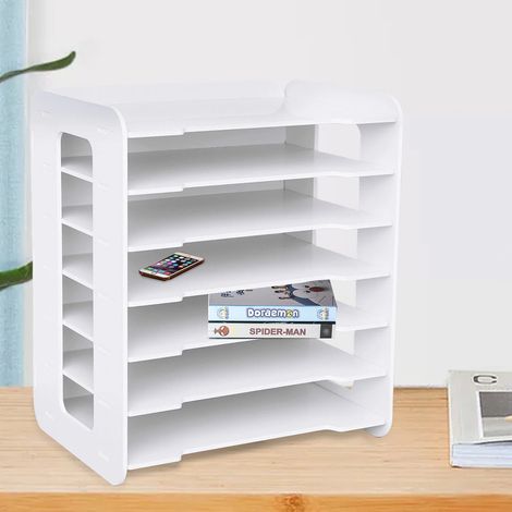 7-Tier Büro-Papier-Organizer für Schreibtisch Aktenhalter Desk Letter Tray weiß