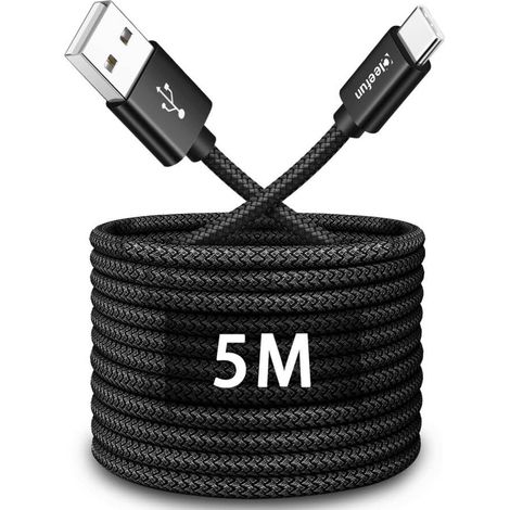 Cable USB C 5M, USB 2.0 Câble USB A vers USB C, Chargeur Type C